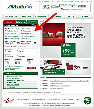 SCARICARE BIGLIETTO AEREO ALITALIA