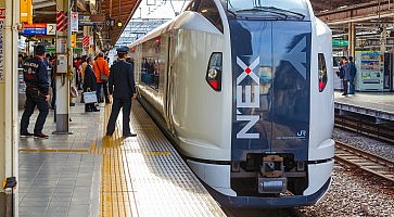 Tokyo, Japan - November 29 2015: Narita Express is a limited express train serves Narita International Airport from various Greater Tokyo Area stations