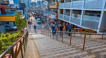 Tokyo, Japan - April 25 2018: Yanaka Ginza is one of the few districts in Tokyo where the shitamachi atmosphere, an old town ambience reminiscent of Tokyo from past decades, still survives