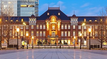 Beautiful Tokyo station building at twilight time
